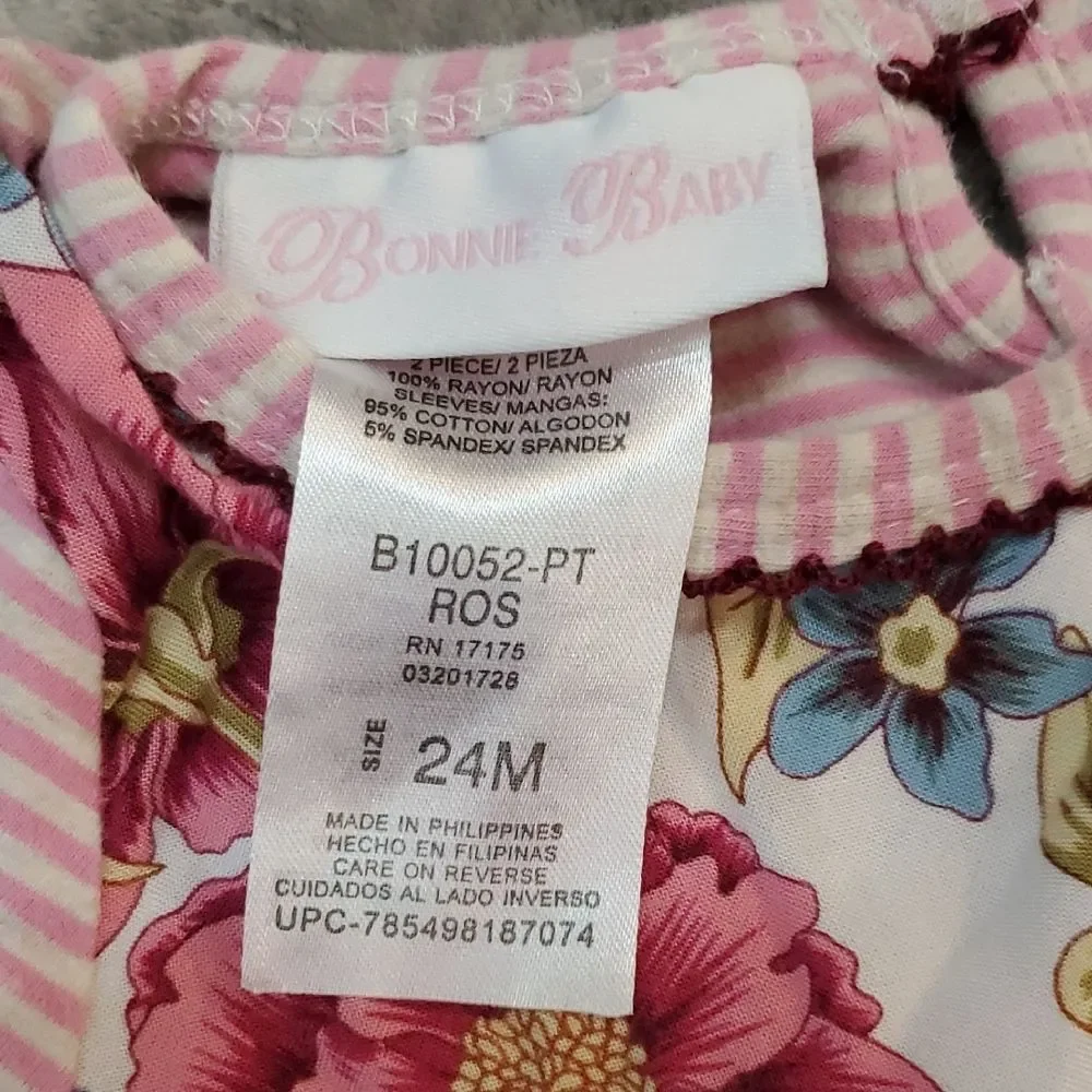 Bonnie Baby Pink Floral Layered Dress Baby 24 Months